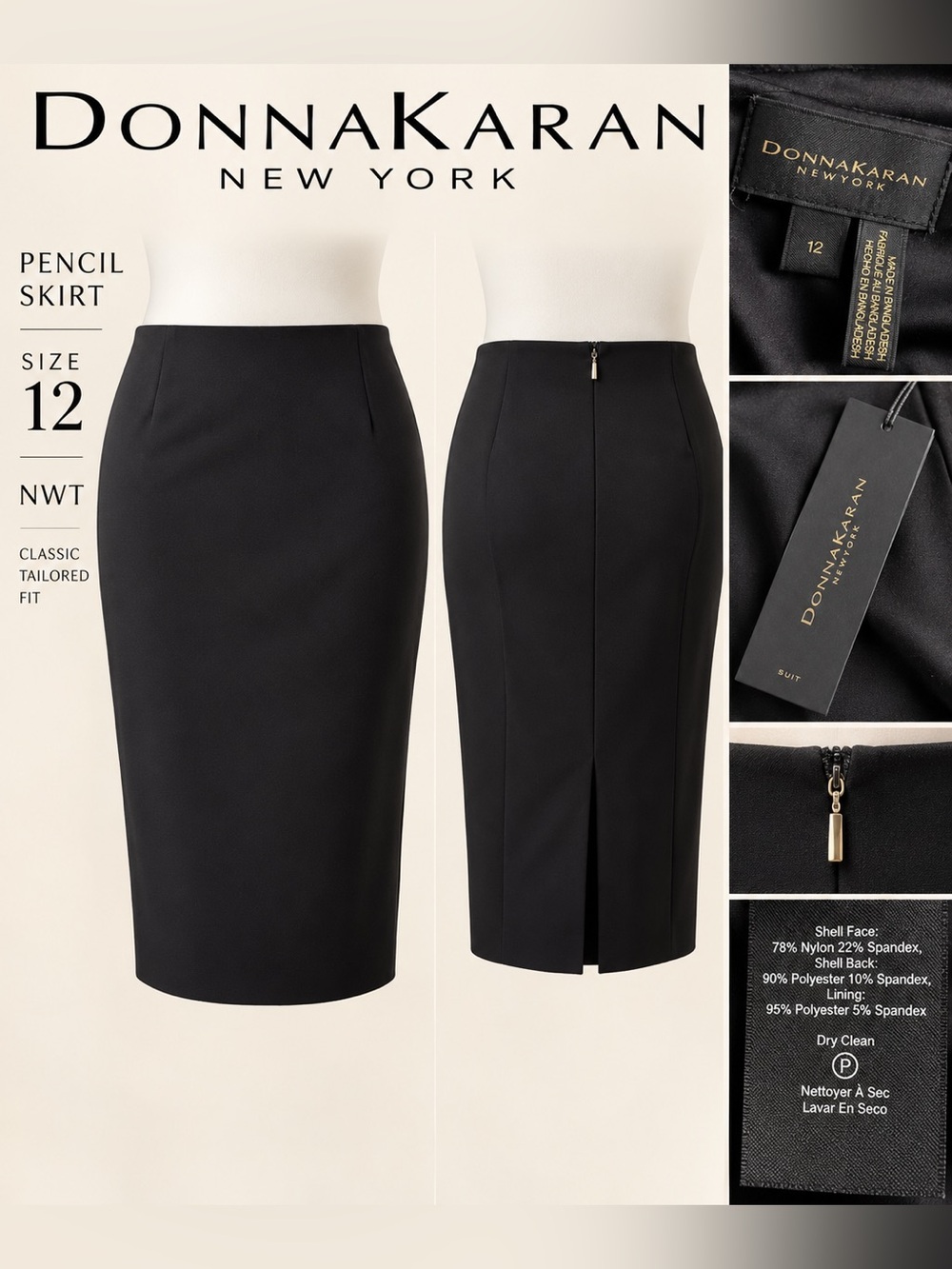 NWT Donna Karan New York Black Pencil Skirt – Size 12